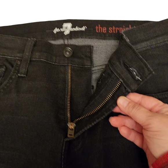 7 For All Man Kind Men's The Straight Black Slim Jeans 31 - Picture 10 of 16